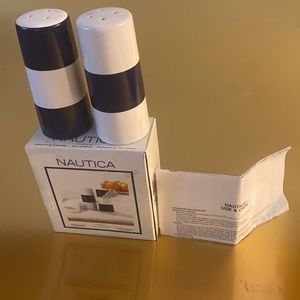 Nautica J-Class  Blue  Salt Pepper Shaker Striped Blue Retire Replacement